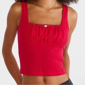🌹Aeropostale Solid Square-Neck Cropped Tank Red Size XS